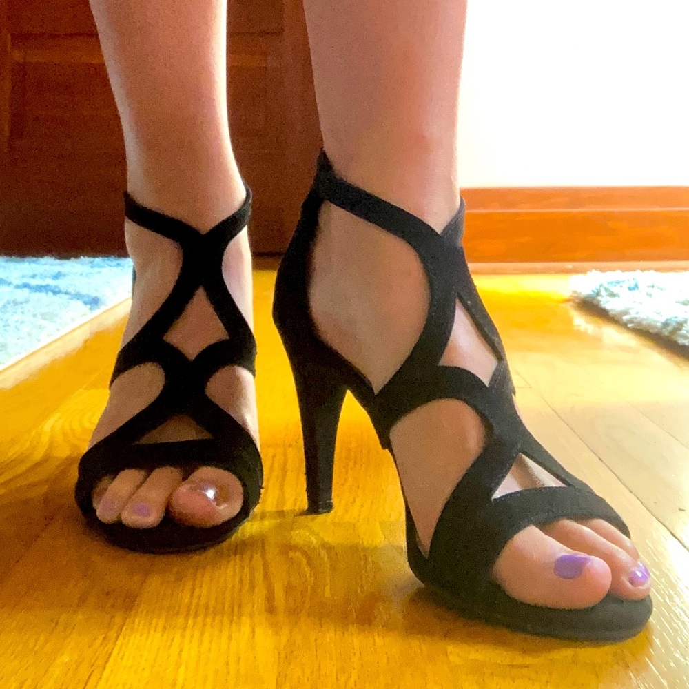 Black Kelly & Katie Strappy Heels Size 8